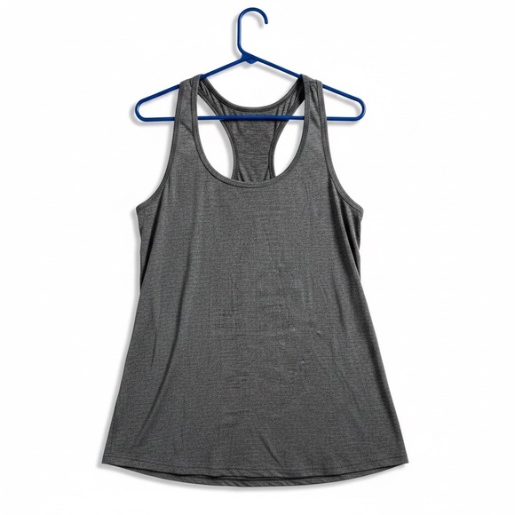 Jockey Tops - Jockey Womens Large Gray Heather Racerback Activewear Tank Top Workout Gym Shirt